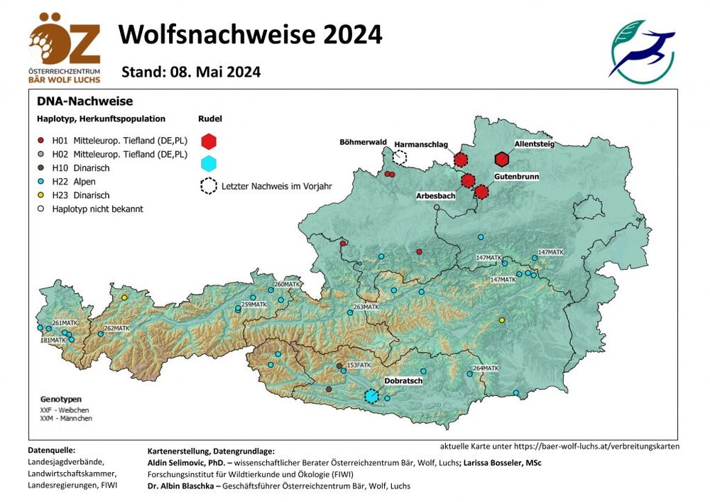 Wolfsnachweise Stand 8. Mai 2024