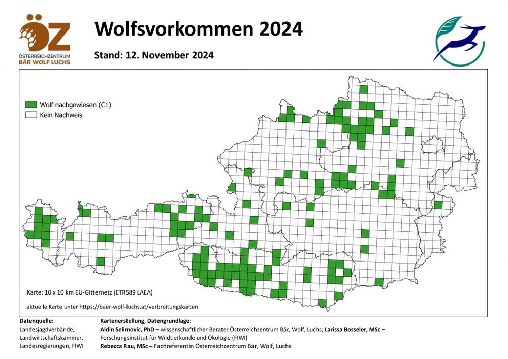 Wolfsvorkommen - Stand 12.11.2024