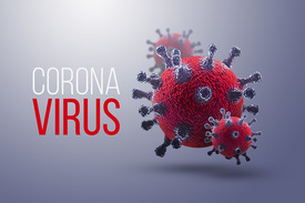 Three corona viruses maximally enlarged