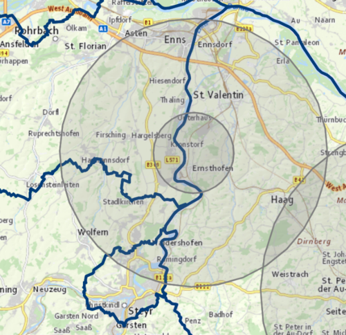 Schutz- und Überwachungszone, die Oberösterreich betrifft