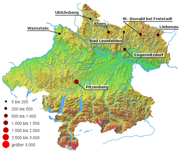 Cäsium-137 in Fichtennadeln, 1. Nadeljahrgang, im Jahr 1987